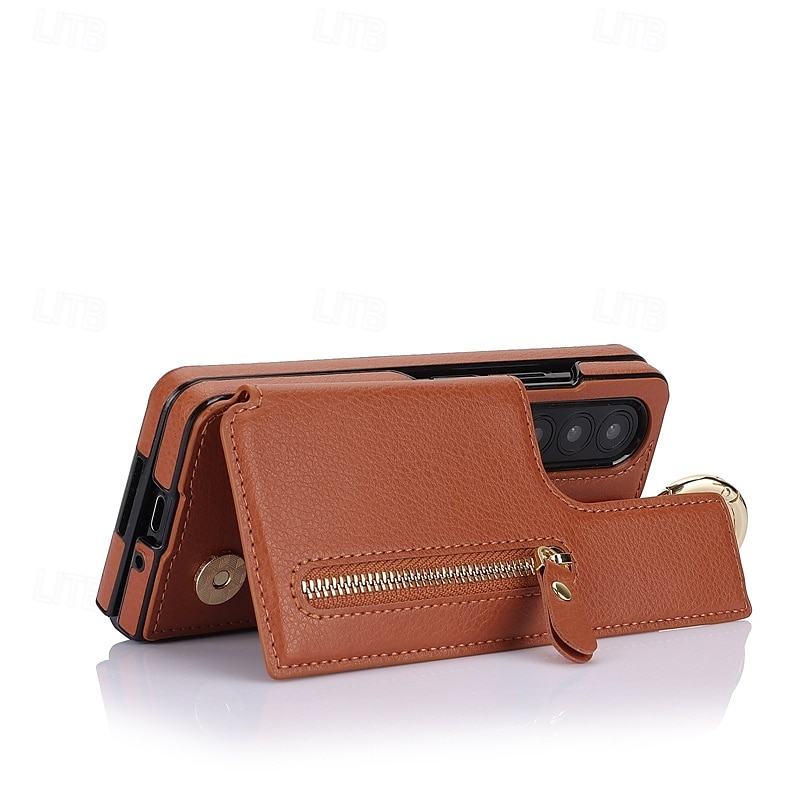 Чехол для Z Fold 6 Z Fold 5 Z Fold 4 Z Fold 3 с подставкой молнией и кармашком для карт ретро TPU PU кожа 2025 - $28.99 –P10