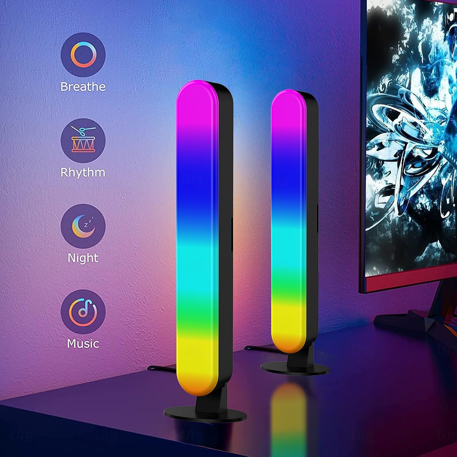 2 упаковки светодиодного умного света Bluetooth настольный атмосферный свет RGB цветные игровые компьютерные светодиоды с захватом музыки управление APP для киберспортивной настройки 2025 - $25.99 –P5