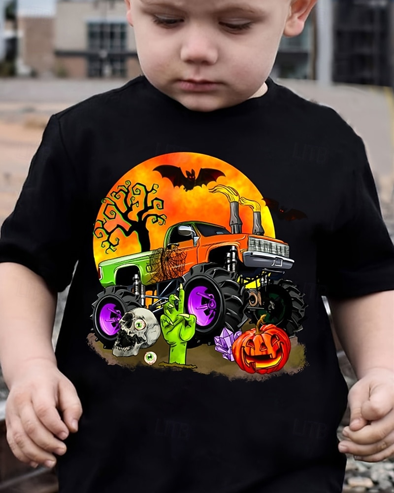 Halloween Jongens 3D Pompoen Automatisch T-shirt Tops Korte mouw Zomer Modieus Sport Polyester Kinderen 4-12 jaar Strakke ronde hals Casual Alledaagse kleding Vakantie Normale pasvorm 2025 - $13.49 –P1
