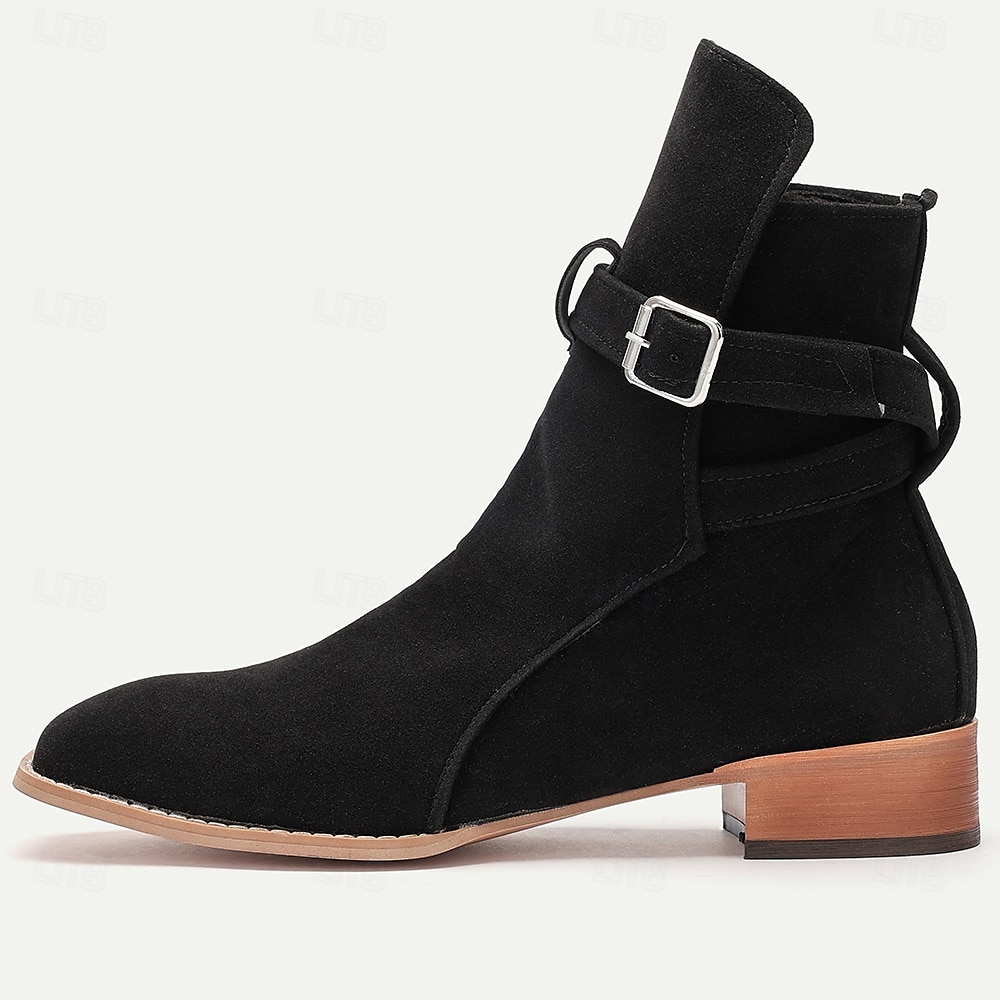 Herre jodhpur-støvletter i semsket skinn med spenne – klassiske ankelstøvletter for jobb, formelle arrangementer og elegant fritidsklær 2025 - $59.99 –P3