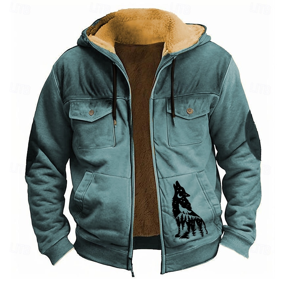 Homens Lobo Tosão Moletom Moletons Moletom Manga Longa Moletom com capuz Com Capuz Moda Impressão 3D Feriado Streetwear Preto Vermelho Zíper Bolsos Outono Inverno Designer de 2025 por $40.99 –P3