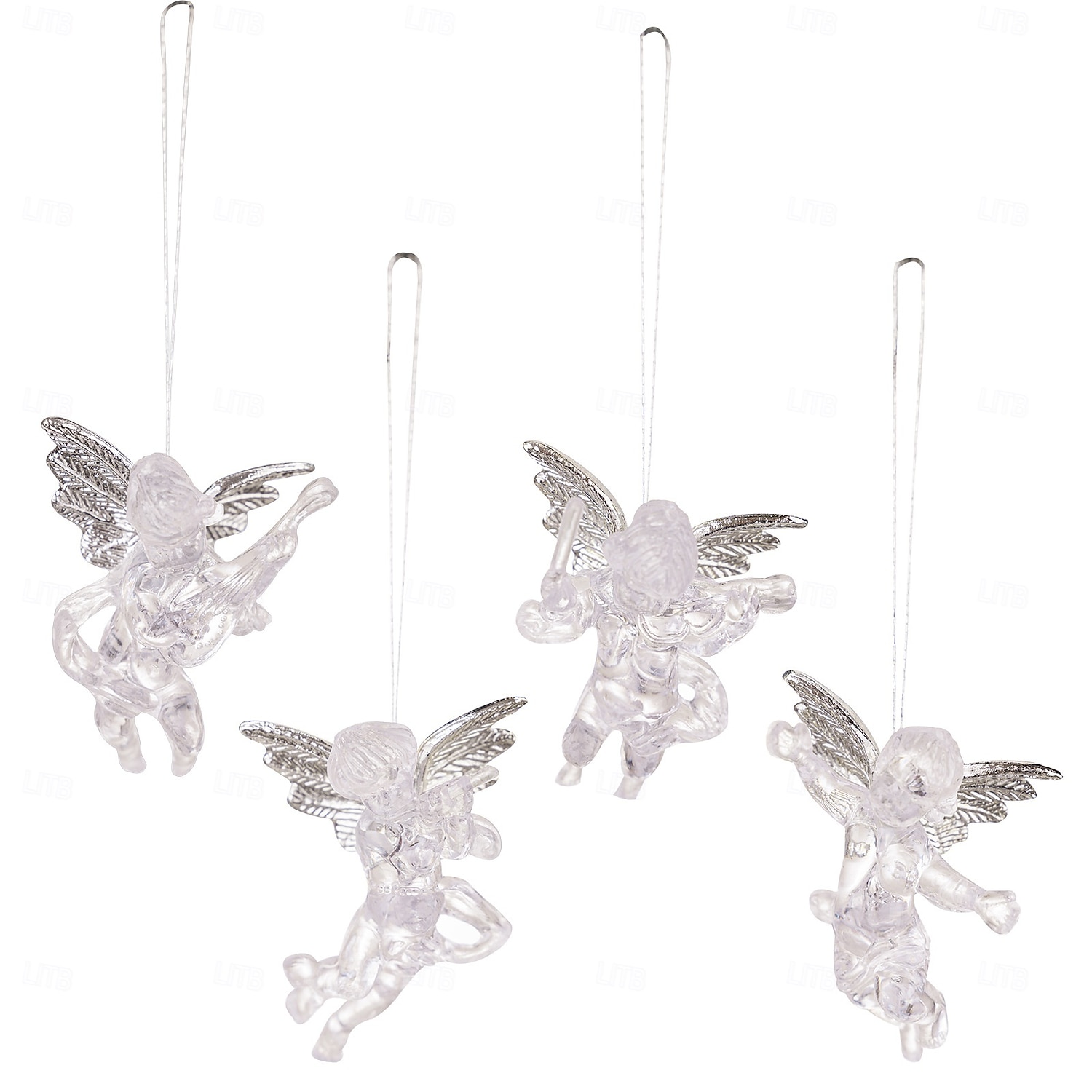 4PCS Christmas Angel Ornaments, Transparent Acrylic Angels with Silver Wings, Xmas Tree Hanging Decoration for Holiday Decor 2025 - $6.49 –P4
