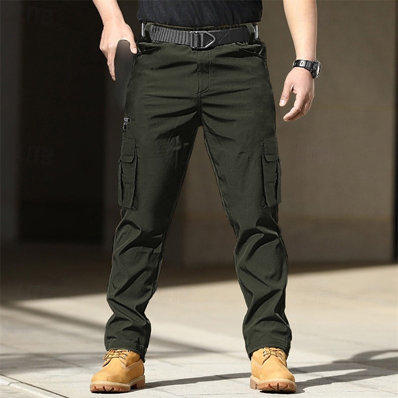 Voor heren Cargohosen Broek Elastische taille Zak met rits Recht been Effen Comfort Zacht Volledige lengte Buiten Dagelijks Uitgaan Modieus Streetwear Zwart blauw 2025 - $23.99 –P3