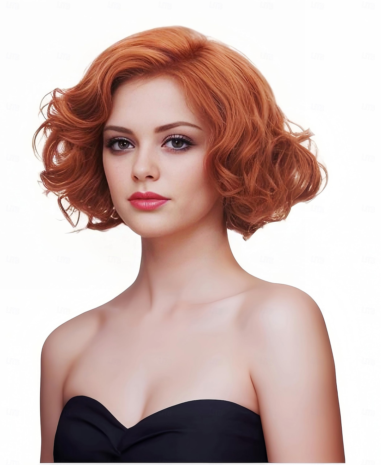 Parrucca corta ondulata per donne capelli ricci parrucca sintetica naturale con divisione centrale parrucca piena adatta per cosplay carnevale uso quotidiano parrucche di Halloween del 2025 a $18.49 –P7