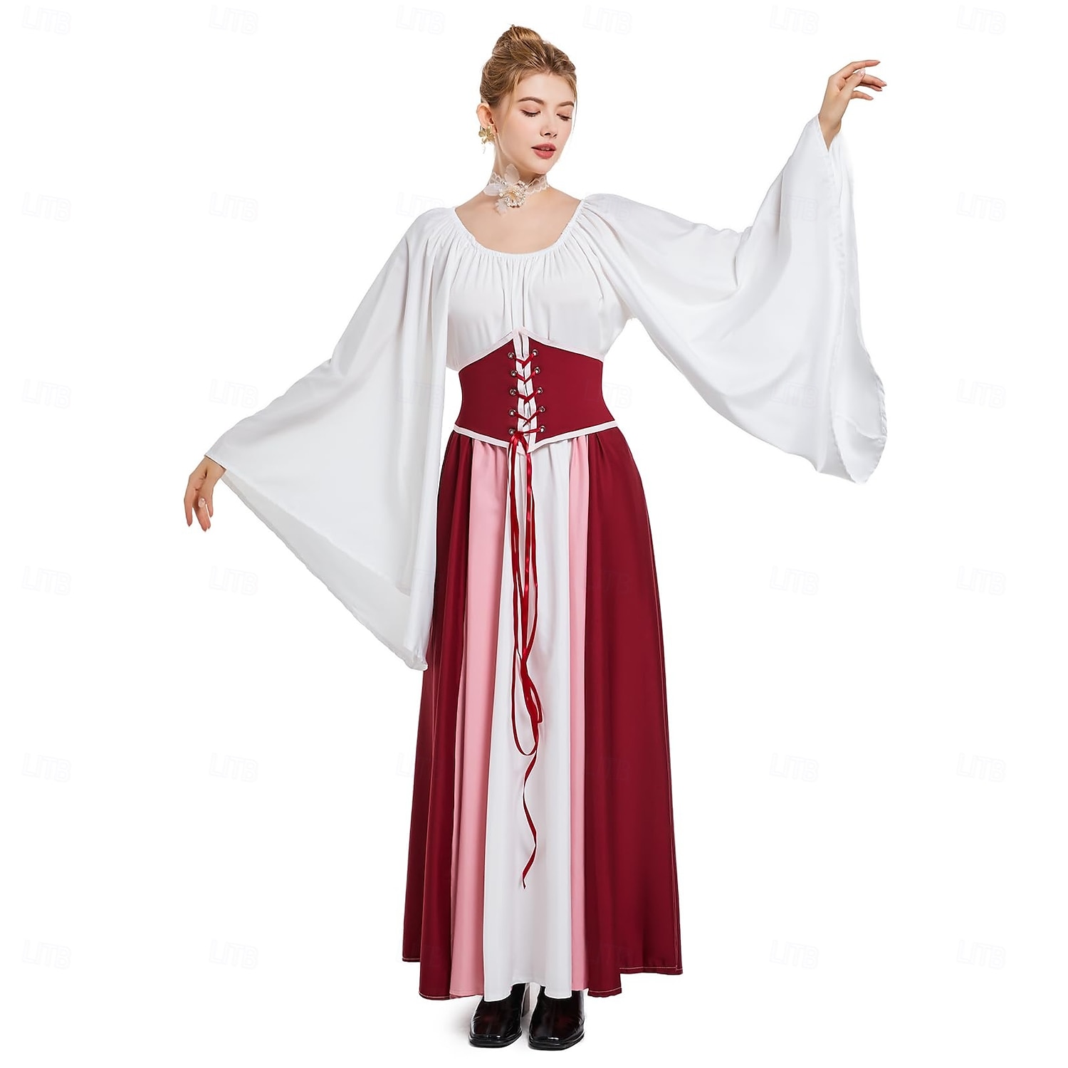 Retro Středověké Renesanční Šaty Šaty inspirované Regency Ren Faire Elf Viking Elfí Dámské Keltské Pirát Fantazie předvečer Všech svatých Karneval Plesová maškaráda Párty LARP Ren Faire Dospělé Šaty 2025 - $46.99 –P16