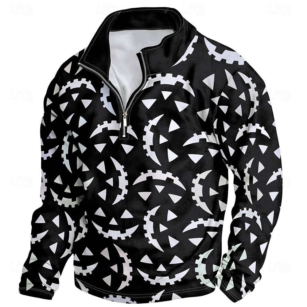 Homens Gráfico Escuro Moletons Moletom com zíper Manga Longa Moletom Colarinho Chinês Diário Casual Vintage retrô Impressão 3D Férias Para Noite Streetwear Imprimir Primavera & Outono de 2025 por $29.99 –P3