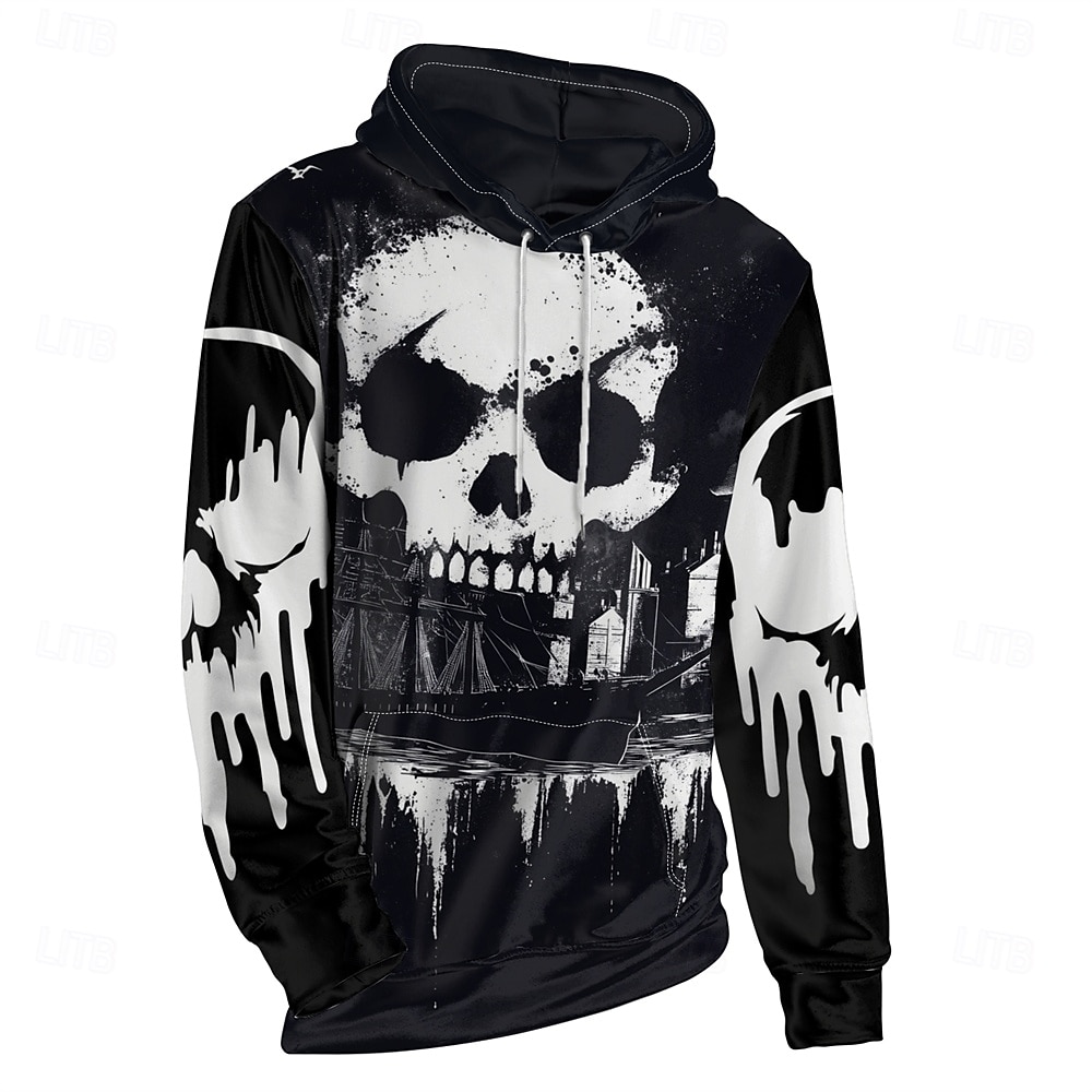 Męskie Graficzny Ciemny Bluza z Kapturem Z kapturem Bluzy Bluza z Kapturem Długi rękaw Bluza z kapturem Kaptur Urlop Druk 3D Urlop Sporty na świeżym powietrzu Wyjściowe Czarny Drukowanie Zima Wiosna 2025 - $36.99 –P6