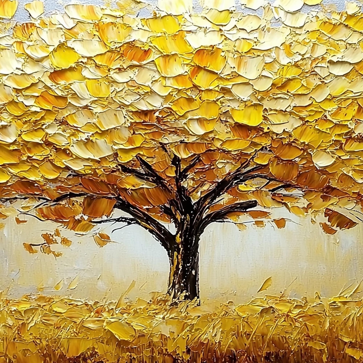 Handmade Original Golden Tree of Life Oil Painting On Canvas Abstract Texture Floral Wall Art for Home Decor With Stretched Frame/Without Inner Frame Painting 2025 - $150.99 –P5