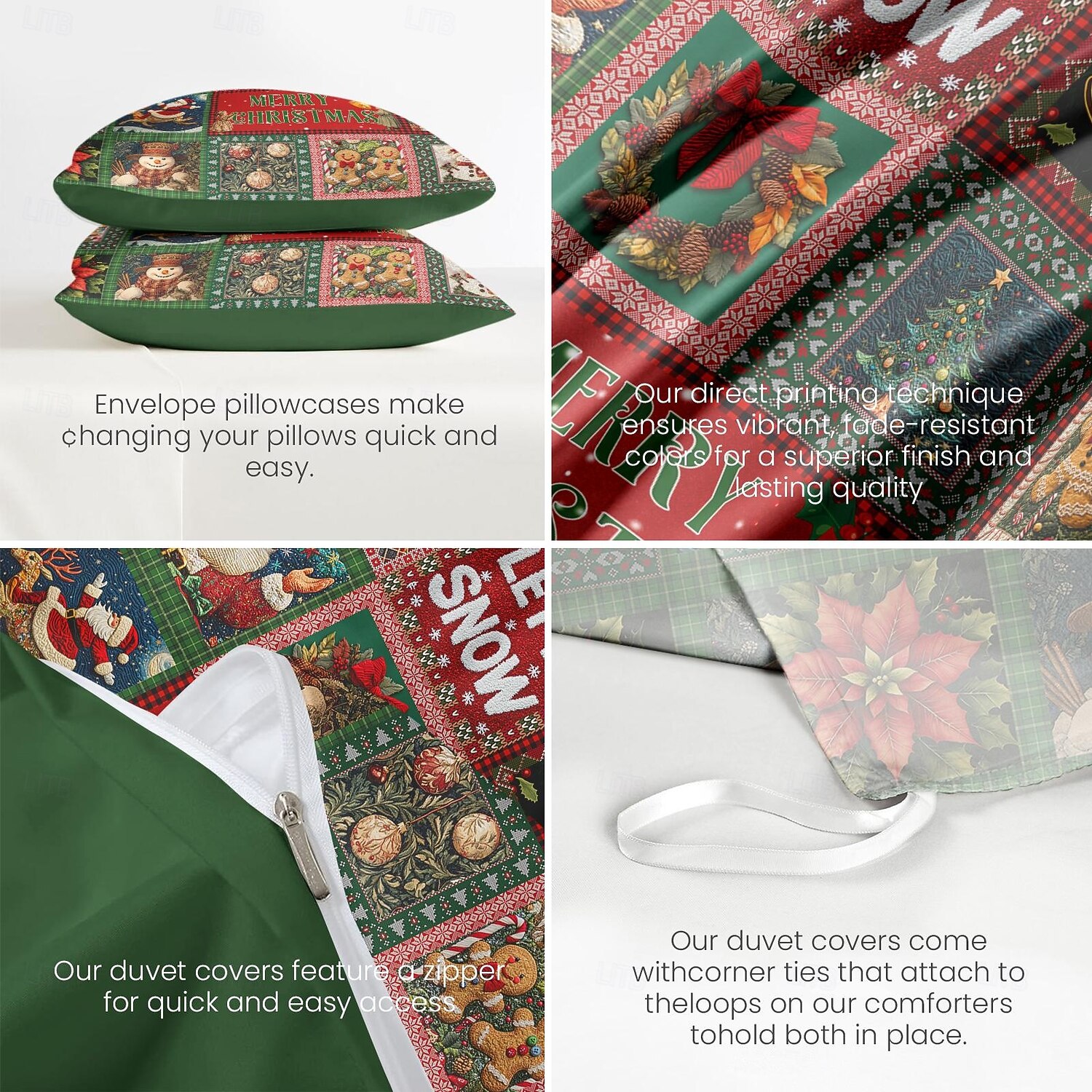 conjunto de capa de edredom de natal estilo vintage patchwork design conjunto de edredom de natal completo inclui capa de edredom e fronhas perfeito para adicionar alegria sazonal e conforto à decoração do seu quarto de 2025 por $69.99 –P7