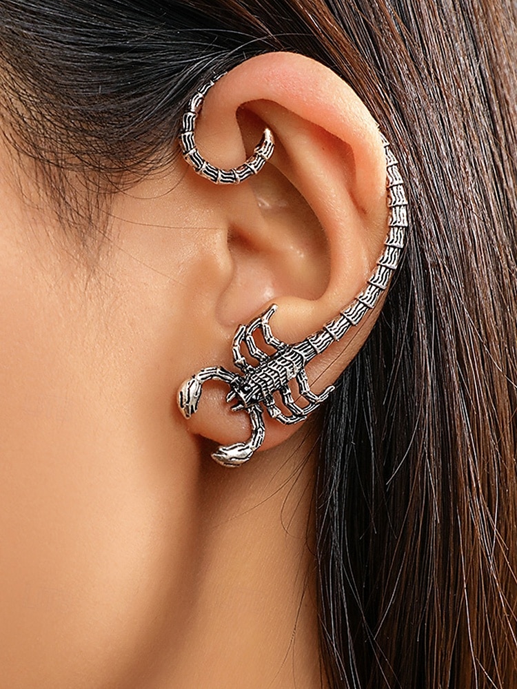 edgy scorpion ear cuff – clip-on øredobber i gotisk punkstil for kvinner og menn, halloween og kostymesmykker 2025 - $8.99 –P1