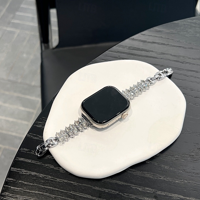 Pulseira de joias Compatível com Pulseira Apple Watch 38mm 40mm 41mm 42mm 44mm 45mm 49mm Bling Diamond Ajustável Respirável Lega pulseira de substituição para iwatch Ultra 2 Series 9 8 7 SE 6 5 4 3 2 de 2025 por $16.99 –P3