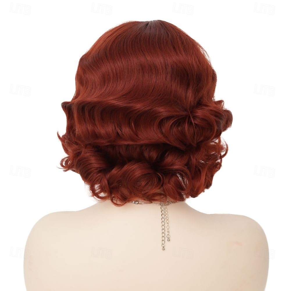 Pelucas cortas de los años 20 para mujeres peluca de ondas de dedo peluca sintética natural disfraz de cosplay peluca flapper de carnaval Halloween 2026 - $18.49 –P7
