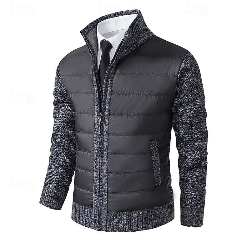 Men's Cardigan Sweater Dress Sweater Zip Sweater Sweater Jacket Fleece Sweater Ribbed Knit Stand Collar Clothing Apparel Winter Red Navy Blue S M L 2025 - $34.99 –P4
