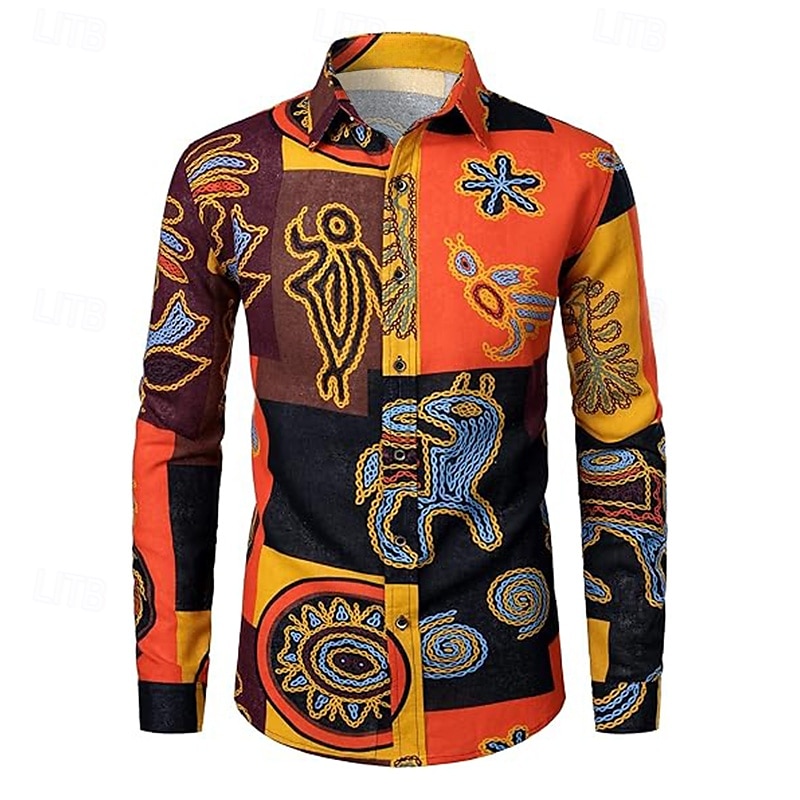 Retro Vintage 1970er Hemd Hippie Herren Halloween Karneval Party Party / Abend Alltagstauglich Erwachsene Hemd 2025 - $23.99 –P4