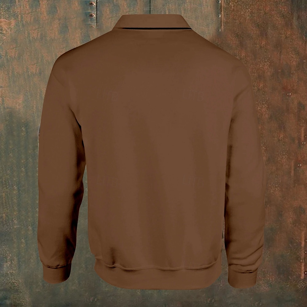 Herre Folk Poloskjorter Pullover Langermet Poloskjorter Krage Årgang Fritid Daglig Gateklær Knapper 3D-utskrift Høst vinter Brun Militærgrønn 2025 - $23.99 –P2