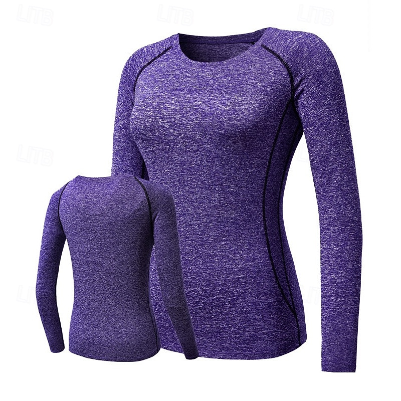 Damskie Koszulka kompresyjna Sportowa koszula Koszulka gimnastyczna Koszula fitness Długi rękaw Tee Tshirt Codzienny Athleisure Jesień Solidne kolory Szybkie wysychanie Miękka Oddychający Trening w 2025 - $18.99 –P7