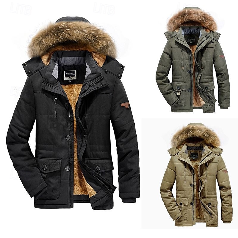 Homens Jaqueta de Inverno Casaco de lã Jaqueta casual Diário Férias Térmico / Quente Bolsos Tosão Outono & inverno Tecido Moda Roupa de rua Com Capuz Padrão Preto Azul Royal cáqui Verde Tropa Casaco de 2025 por $58.99 –P1