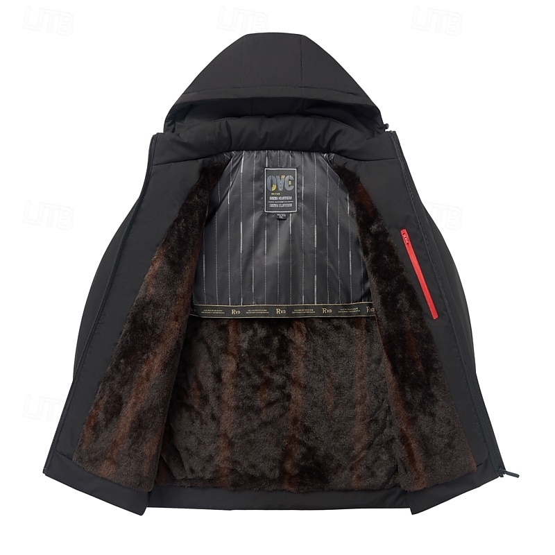 Per uomo Cappotto invernale Lungo Inverno Tinta unita / tinta unita Informale Standard Nero Blu scuro Giacca del 2025 a $60.99 –P1