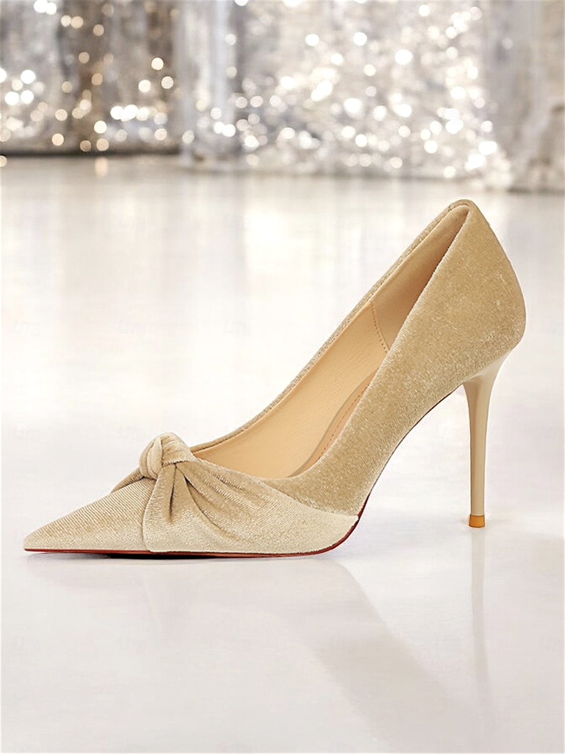 talons aiguilles en velours vert pour femmes - escarpins élégants à bout pointu avec détail nœud pour les soirées et les occasions spéciales de 2025 ? $54.99 –P4
