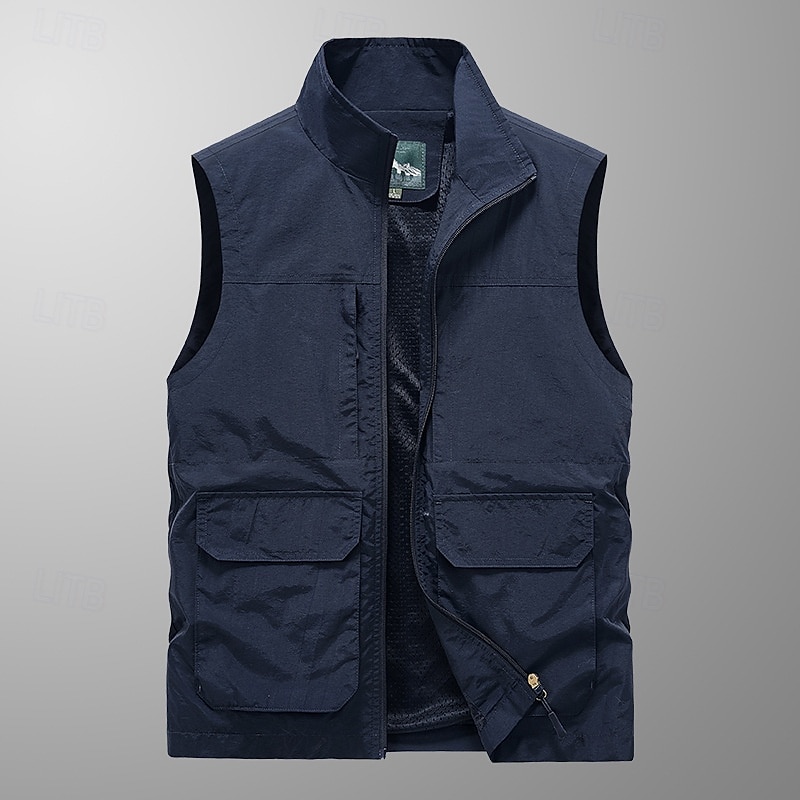 Муж. Жилет для туризма и прогулок Весна Осень на открытом воздухе Быстровысыхающий Удобный Жилет Охота Рыбалка Восхождение Черный Военно-зеленный Хаки Темно-синий Серый 2026 - $28.99 –P9