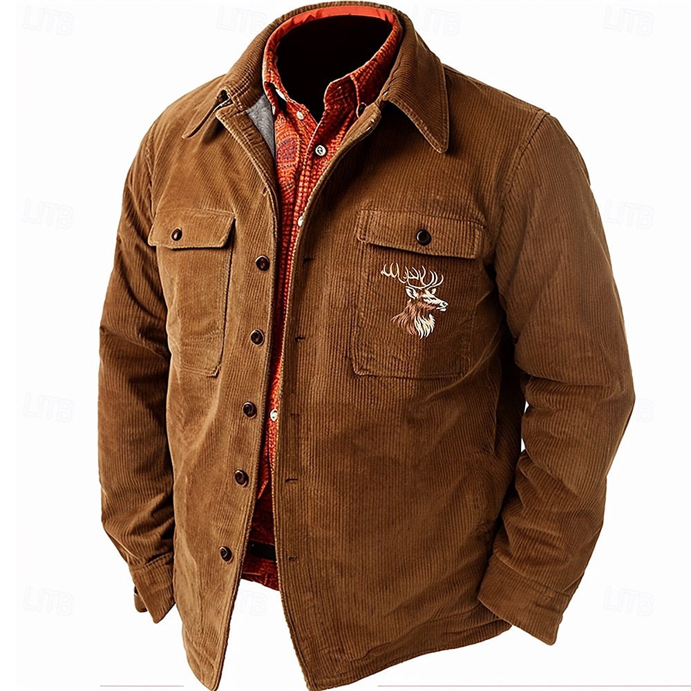 Homme Cowboy Chemise en Velours Côtelé Veste chemise Surchemise manche longue Rétro Vintage Tribal Quotidien Automne hiver Col rabattu Chemises à col Boutons Impression 3D 2 poches 1 pc Vert Véronèse de 2025 ? $37.99 –P4