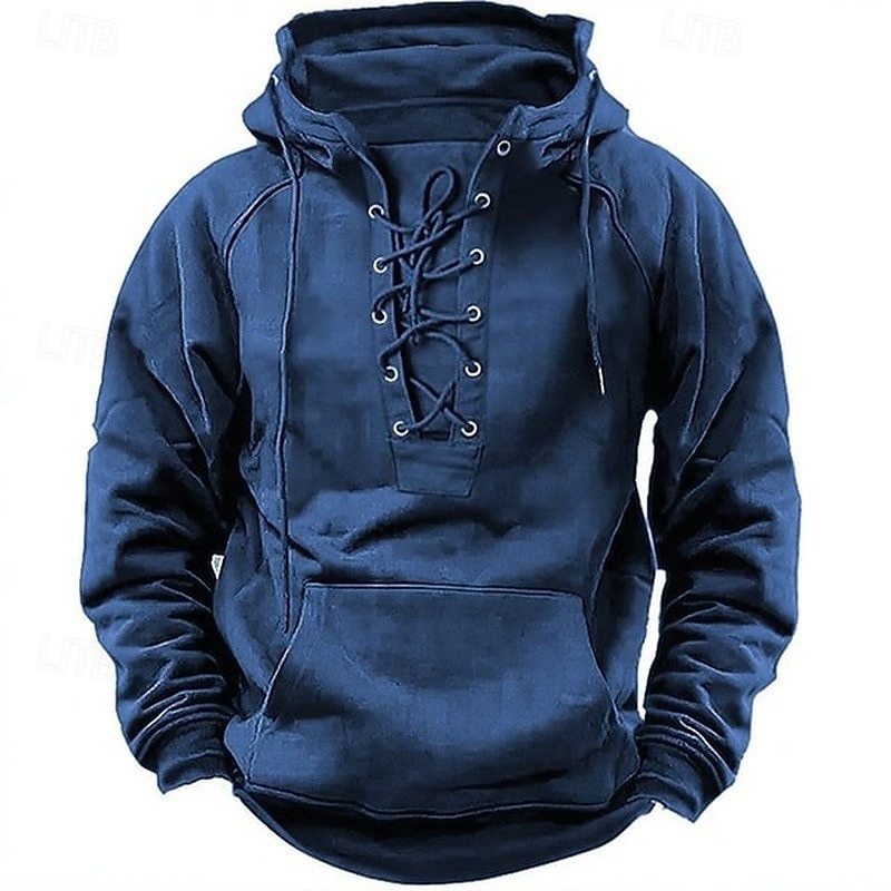 Pánská mikina s kapucí a stahovací šňůrkou černá růžová armádní zelená modrá khaki s kapucí bez kapsy vpředu sportovní outdoor denní sváteční streetwear základní ležérní podzim zima oblečení mikiny s kapucí 2025 - $30.99 –P2