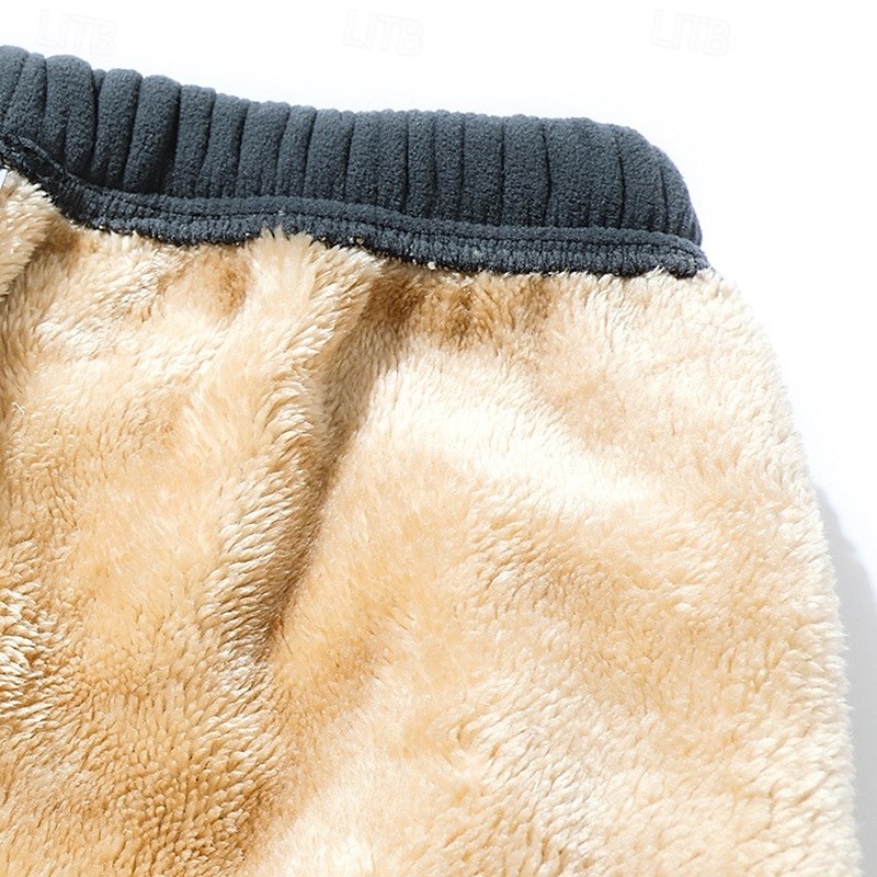 Herren Sherpa Fleecehosen Jogginghose Trainingshose Jogginghose Jogger Hose Hosen Kordelzug Tasche mit Reißverschluss Gerade geschnitten Glatt Komfort Warm In voller Länge Outdoor Casual Täglich 2025 - $25.99 –P2