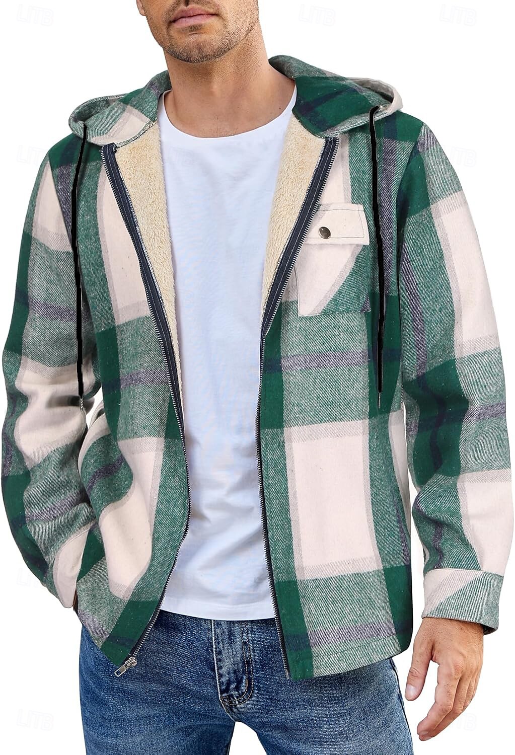 Herren Hemdjacke Kapuzenjacke Shacket Flanell-Fleecejacke Täglich Urlaub warm Mit Kapuze Herbst Winter Schottenstoff Kariert Modisch Strassenmode Kargen Standard Schwarz Dunkelrot Hellgrün Rote Blau 2025 - $60.99 –P3