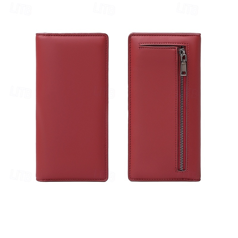 Portafoglio lungo ultra sottile bifold portatile in pelle PU con blocco RFID e più slot per carte e libretto degli assegni &titolari di carte di credito del 2025 a $22.99 –P14