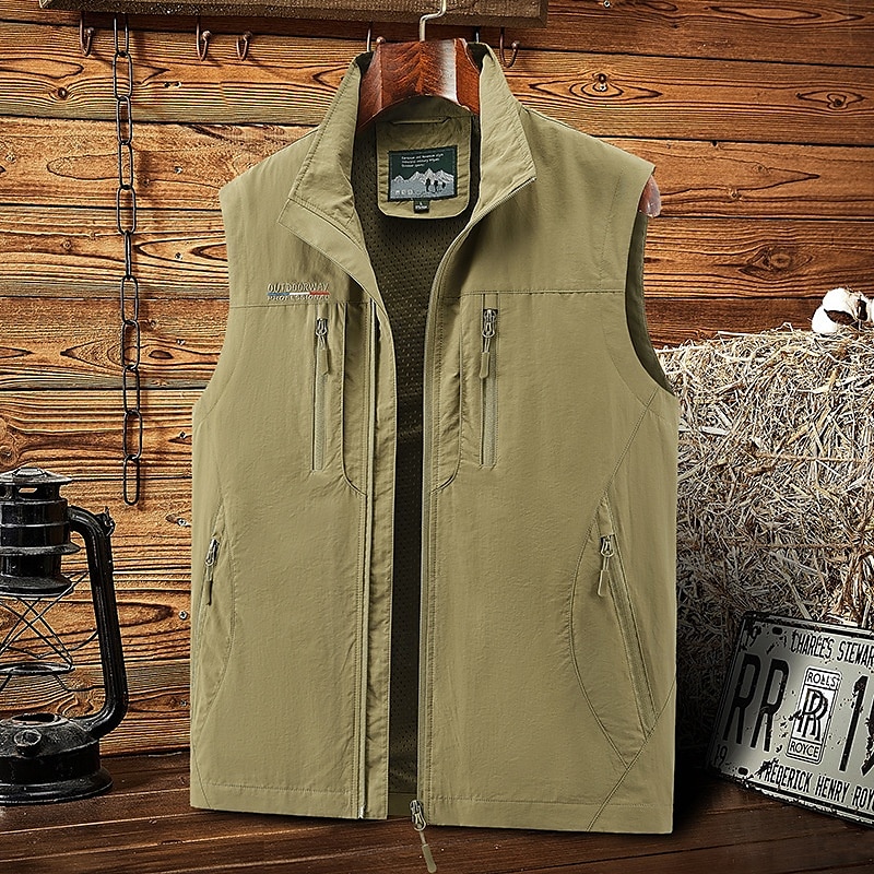 Per uomo Gilet / gilet da escursionismo Senza maniche Gilè Esterno Comodo Inverno Tasche multiple Poliestere Nero Verde militare Rosso Caccia Pesca Scalate del 2025 a $23.19 –P1