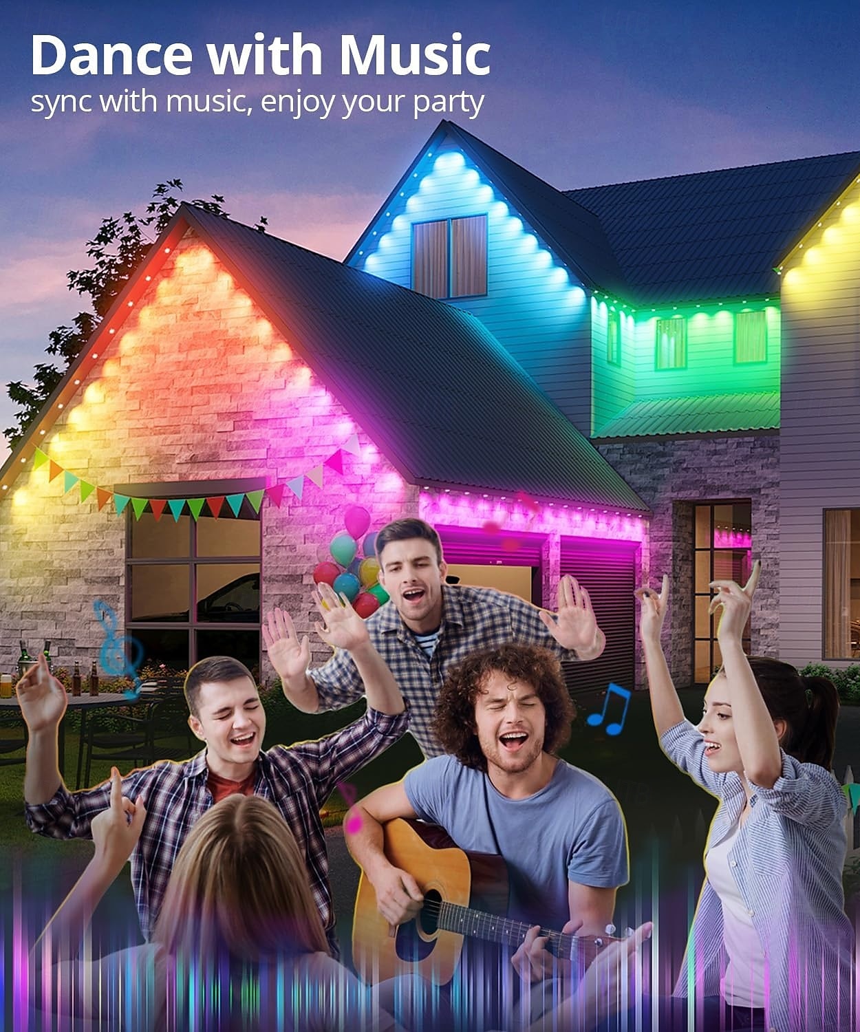 2025年 LED ストリング ダウンライト エタニティ ライト 常設屋外ライト アプリ付き &2.4g リモート RGBIC スマート 軒先ライト IP67 防水 一年中使える 家の屋根 屋外照明 クリスマス ホリデー用 30LED 50フィート延長可能 コレクション – $70.99 –P13