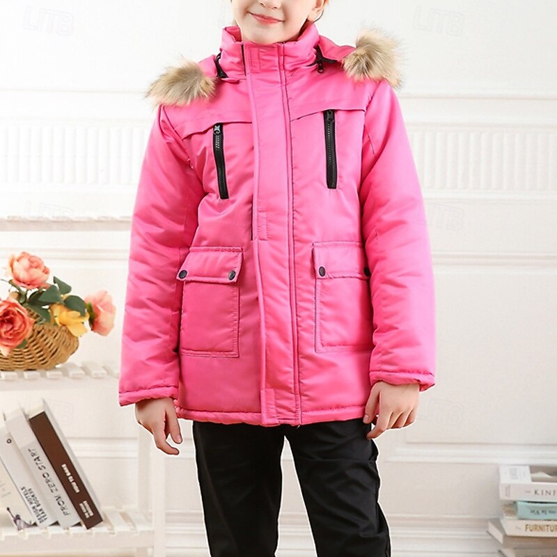 παιδικό πουπουλένιο μπουφάν για κορίτσια απλό streetwear τσέπης διακοπών βαμβακερό παλτό πανωφόρι 4-12 ετών φθινοπωρινό μαύρο ροζ σκονισμένο τριαντάφυλλο 2025 - $50.99 –P4