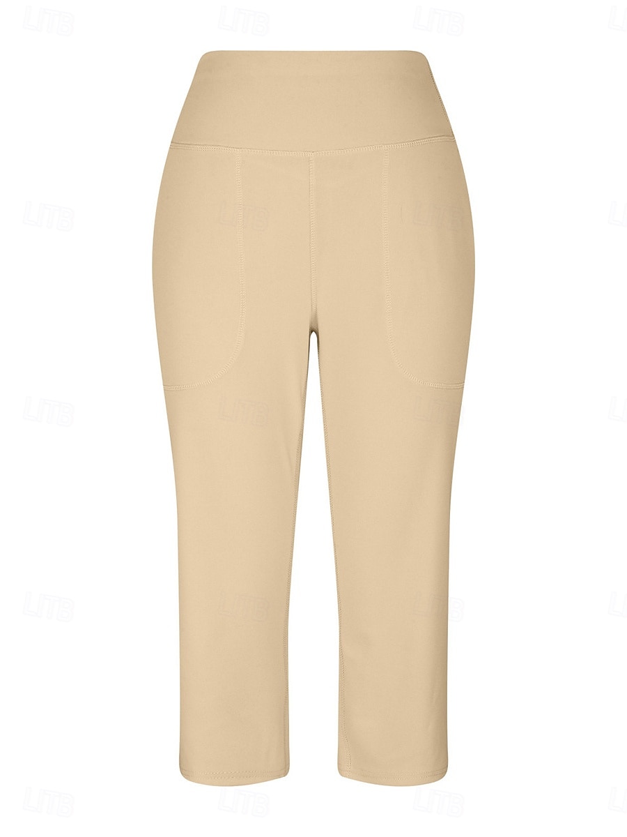 Femme Ample Chino Style classique Mollet Taille haute Plein Poche Confortable Doux Micro-élastique Yoga Casual Noir Blanche Abricot Café Printemps & Automne Standard de 2025 ? $22.99 –P6