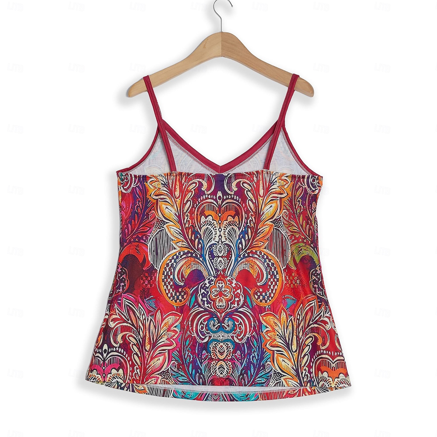 Női Pántos Top Ujjatlan V-Nyak Paisley Minta Boho Stílus Hétköznapi Nyári Ruházat Testhezálló Többszínű Kontraszt Szegély Normál Fit 2025 - $19.99 –P2