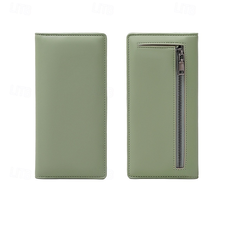 Portafoglio lungo ultra sottile bifold portatile in pelle PU con blocco RFID e più slot per carte e libretto degli assegni &titolari di carte di credito del 2025 a $22.99 –P11