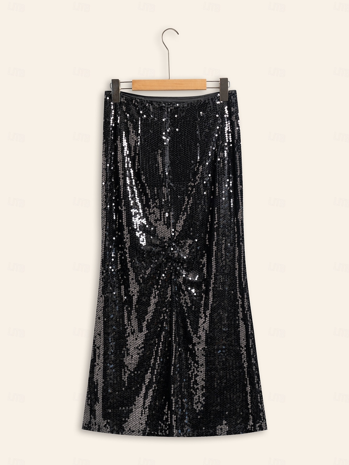 Femme Midi Noir Jupes Printemps, Août, Hiver, Eté Paillettes Doublé Taille médiale Elégant Rétro Vintage Soirée Formel Mariage Soirée XS S M de 2025 ? $41.99 –P8