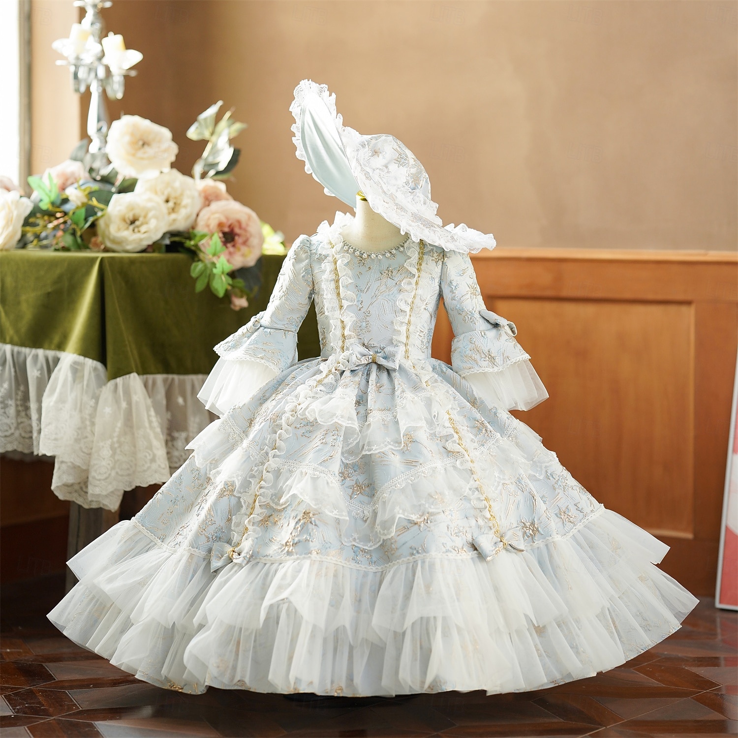 Rokoko Vintage inspiriert Kleid Partykostüm Maskerade Prinzessin Shakespeare Einfarbig Ballkleid Kostüm Mädchen königlich Halloween Karneval Kindertag Party Geburtstag Ferien Kinder Kleid Ganzjahres 2026 - $190.99 –P2