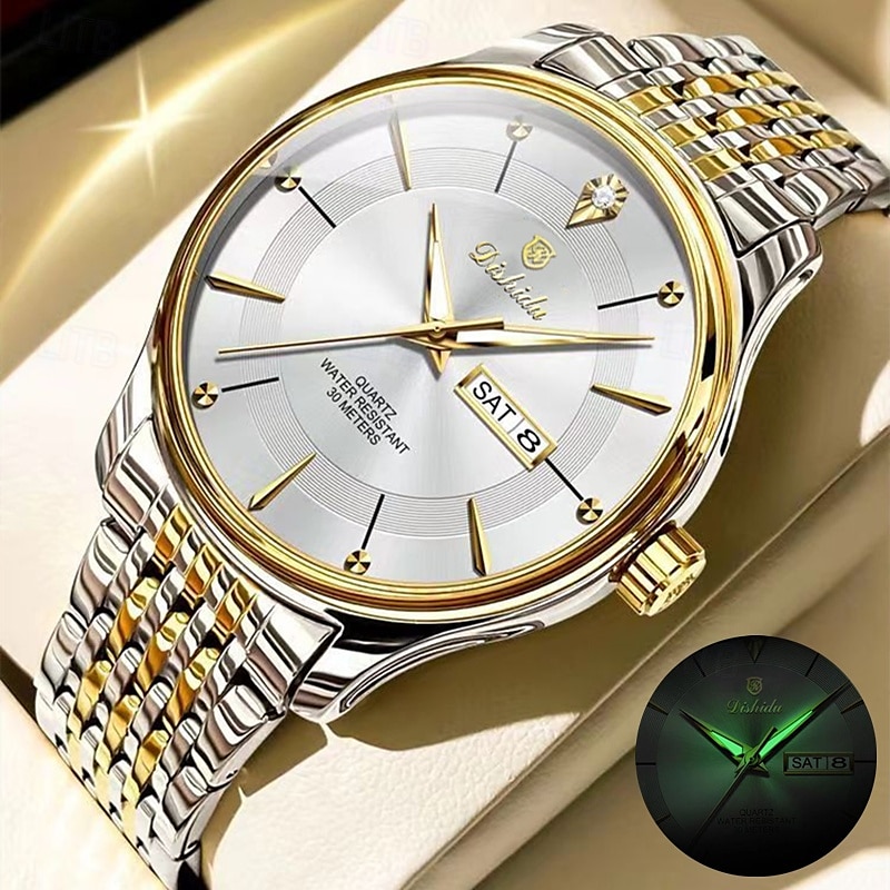noua tendință de modă pentru bărbați cu calendar dublu ceas cu quartz luminos, simplu, versatil, timp liber, călătorie, sport, ceas pentru bărbați 2025 - $22.99 –P1
