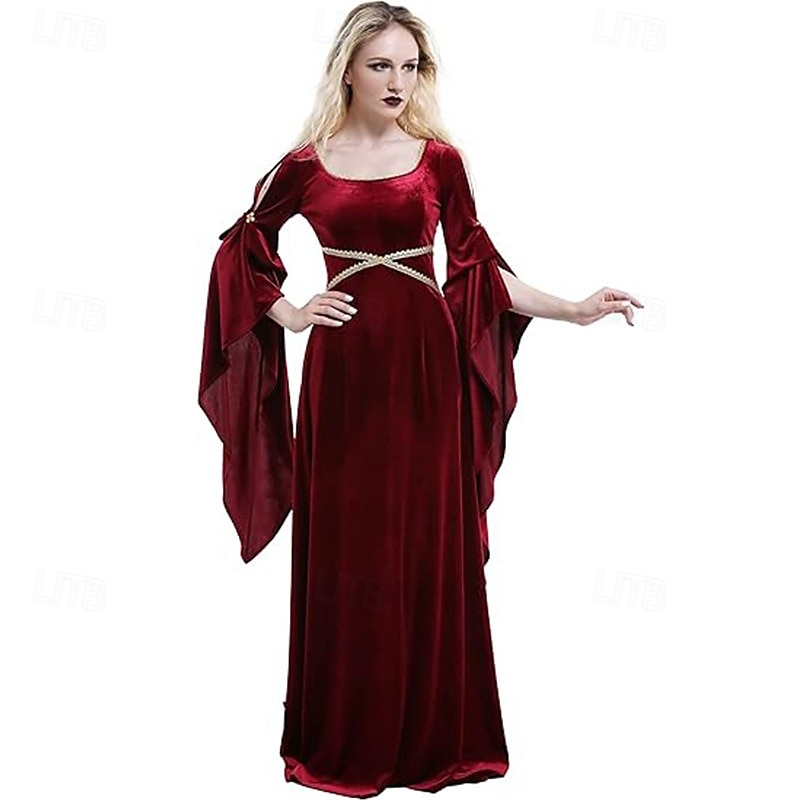 Médiéval Renaissance Robe de cocktail Robe de Bal Manche cloche Étranger Elfe Femmes Celtique Fantaisie Royal Halloween Carnaval Mascarade LARP Foire de la Renaissance Festival Adulte Robe de 2025 ? $39.99 –P1