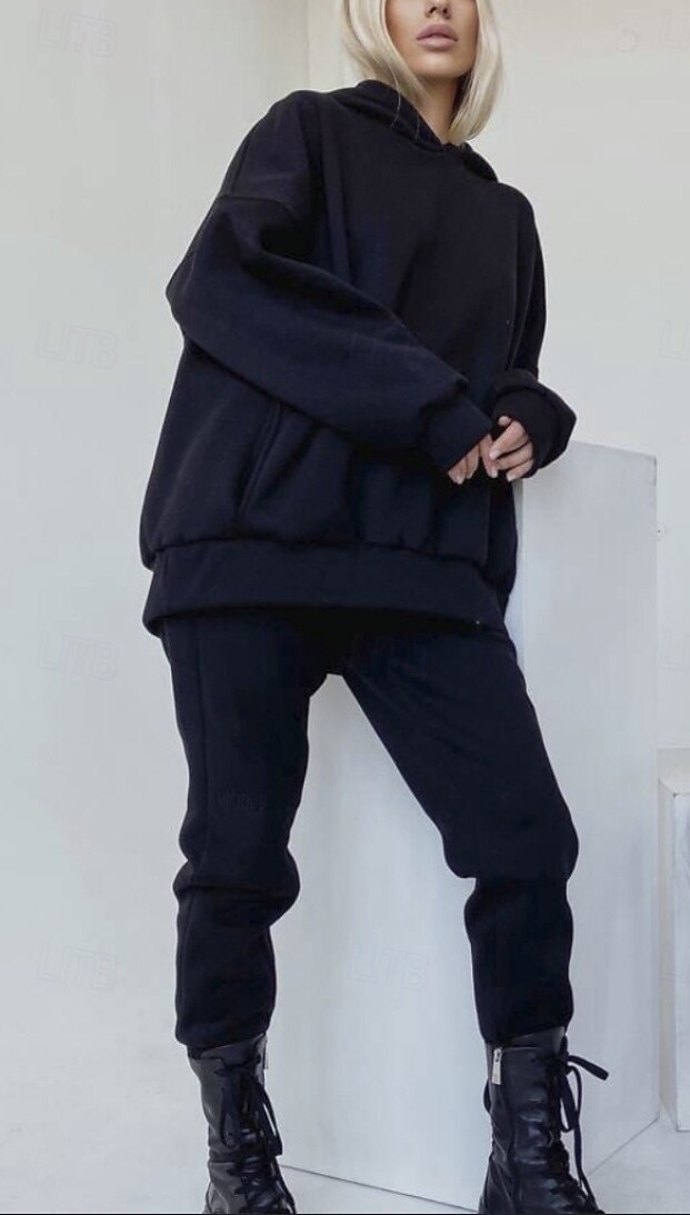 Comfry Fleece Women's Sweatshirt Hoodie Warm Long Sleeve Hooded Black Spring Fall 2025 - $28.99 –P4
