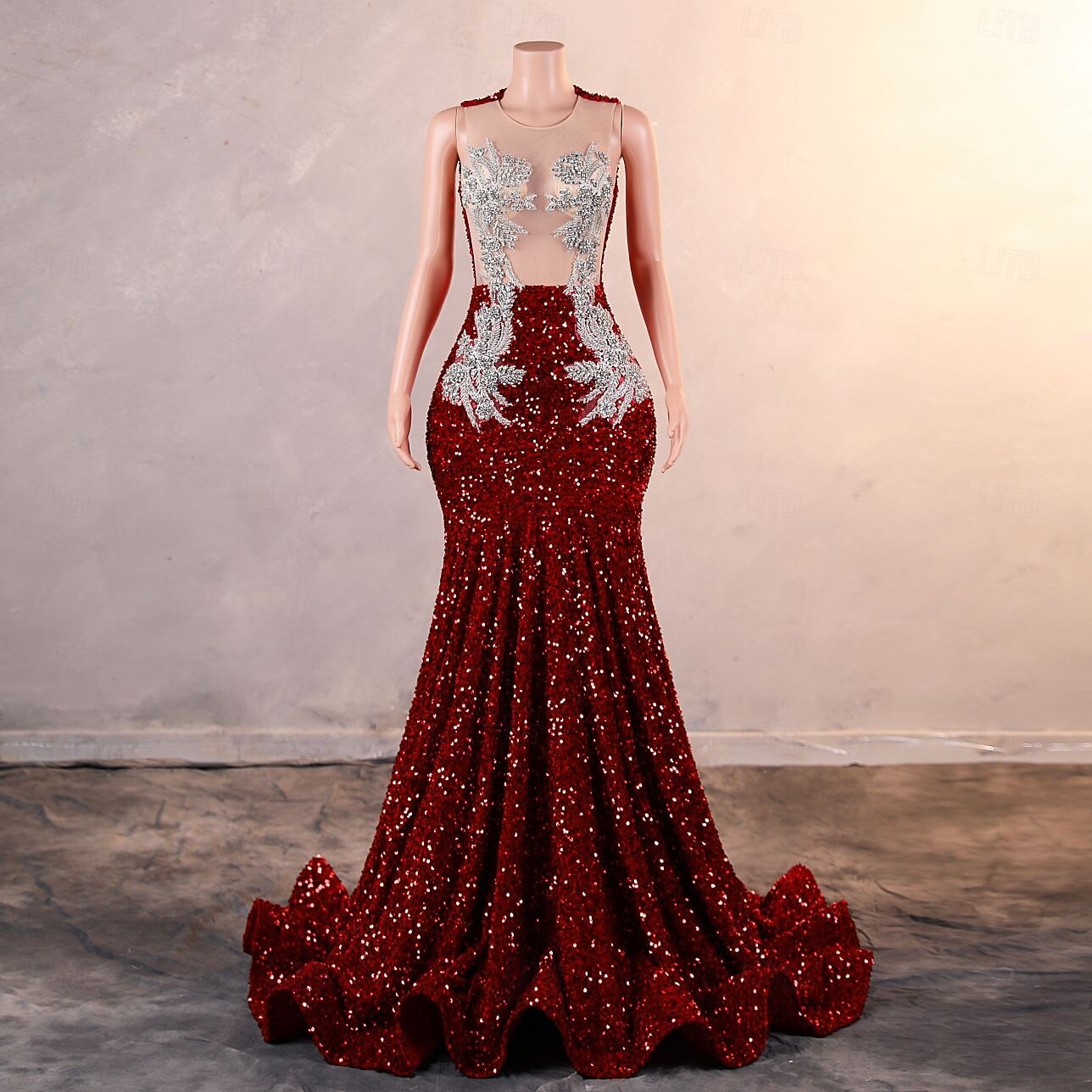 Mermaid Evening Gown Elegant Dress Engagement Prom Court Train Sleeveless  Jewel Neck Fall Wedding Reception Sequined with Crystals Sequin 2026 - NZ  $476.49