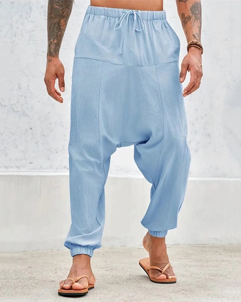 Herren Baumwollhosen Hose Hosen Sommerhosen Strandhose Haremshose Tasche Kordelzug Elastische Taille Glatt Komfort Atmungsaktiv Täglich Festtage Urlaub Hawaiianisch Boho Armeegrün Weiß 2025 - $27.99 –P1
