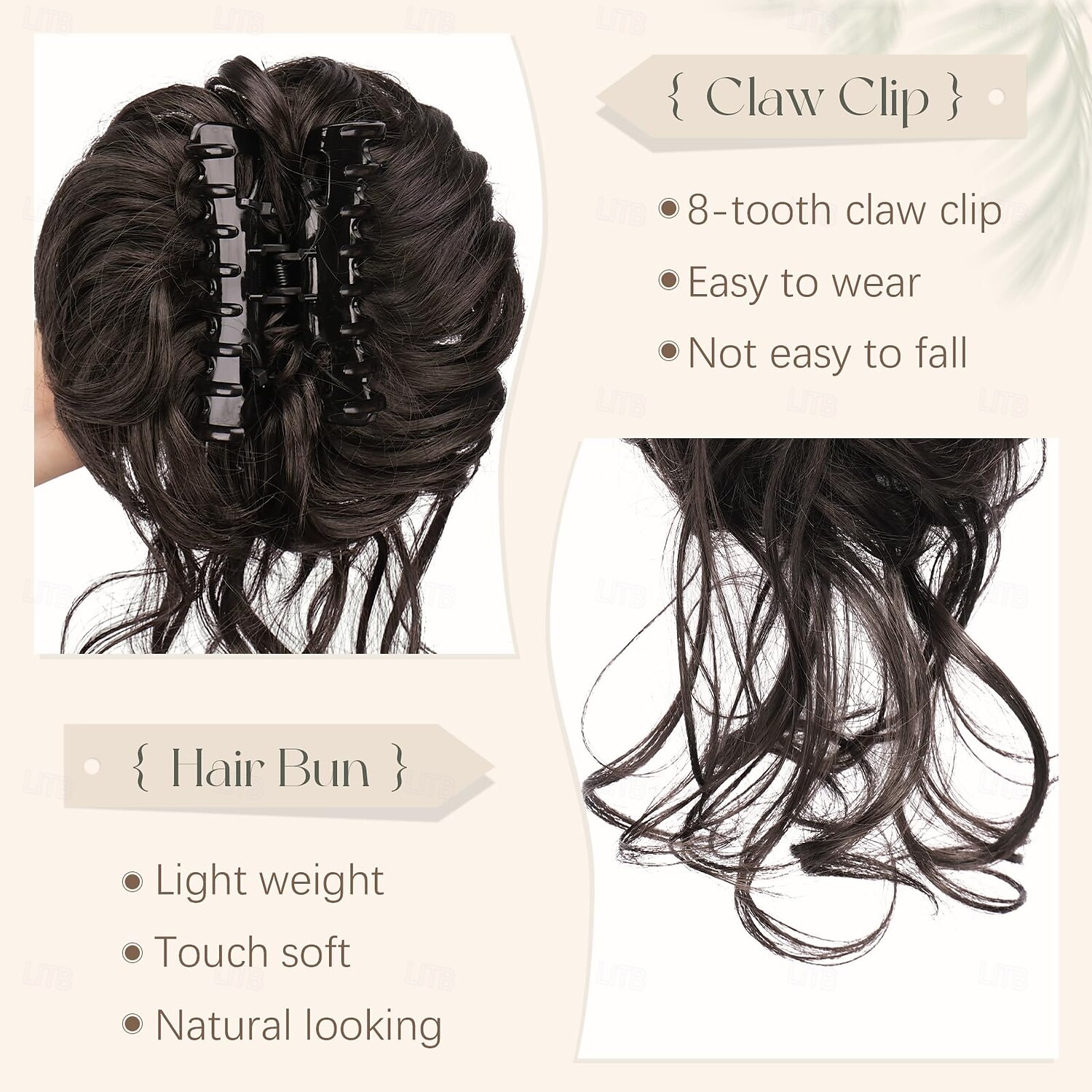 Chignons Knot Clip-in Synthetisch haar Haar stuk Haarextensies Golvend Feest Dagelijks Alledaagse kleding Donkerbruin Zilver Bruin 2025 - $7.99 –P5