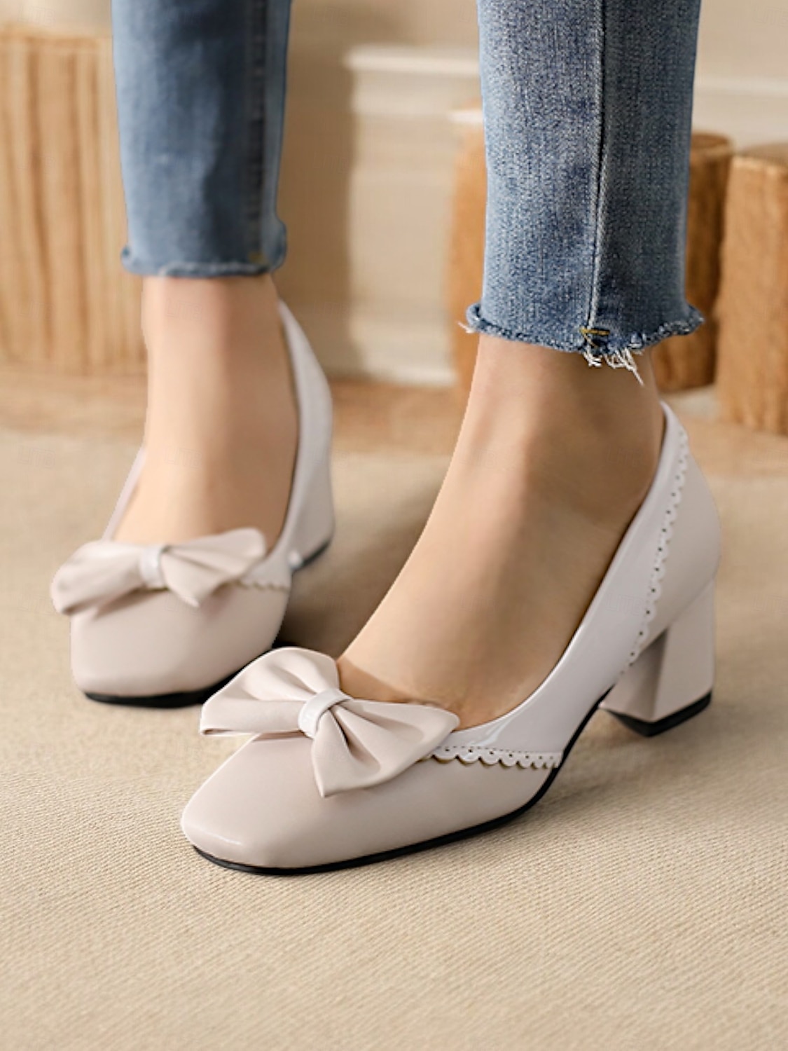 Women's Black and White Block Heel Pumps with Bow Detail – Vintage-Inspired Low-Heel Shoes for Office, Casual, and Dressy Occasions 2025 - $54.99 –P2