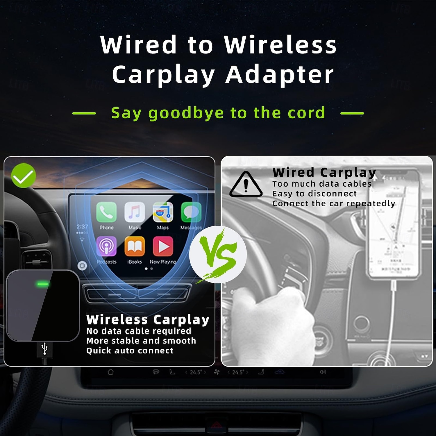 Adaptador inalámbrico CarPlay para iPhone Adaptador inalámbrico Apple CarPlay Convierte el dongle CarPlay cableado en inalámbrico &Reproducir wifi con conexión rápida automática para coches 2025 - $65.99 –P4