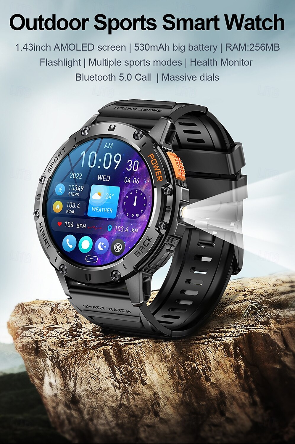 iMosi K65 Умные часы 1.43 дюймовый Смарт Часы Bluetooth Педометр Напоминание о звонке Датчик для отслеживания активности Совместим с Android iOS Женский Мужчины 2025 - $73.19 –P1