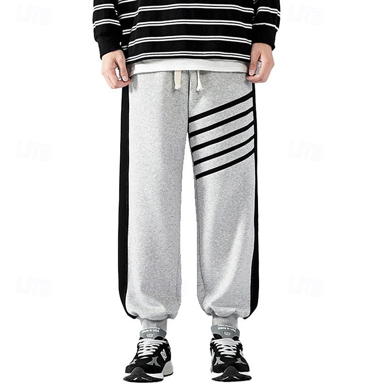 Homens Calças Esportivas Corredor Calças Calça casual Patchwork Com Cordão Cintura elástica Tecido Conforto Quente Comprimento total Ao ar livre Casual Diário Esportes Moda Preto Cinzento de 2025 por $25.99 –P2