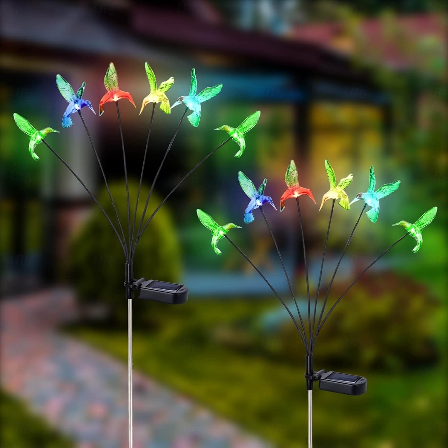 aurinko kolibri nurmikon valot 6led huojuva tulikärpäsen valot ulkona vedenpitävät puutarhavalot sudenkorento perhonen pihavalo joulu häät loma juhla puisto patio polku maiseman koristelu 1/2kpl 2025 - $18.99 –P1