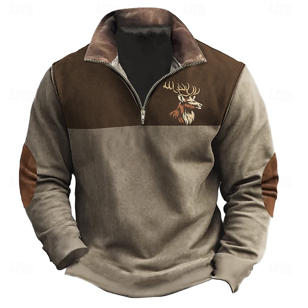 Homme Vache Chasse Sweat-shirts Sweat-shirt quart de fermeture éclair manche longue Sweat-shirt Demi-zip Vintage Rétro Cowboy Western 3D effet Chasse Demi-zip Hiver Printemps & Automne de 2026 ? $32.99 –P6