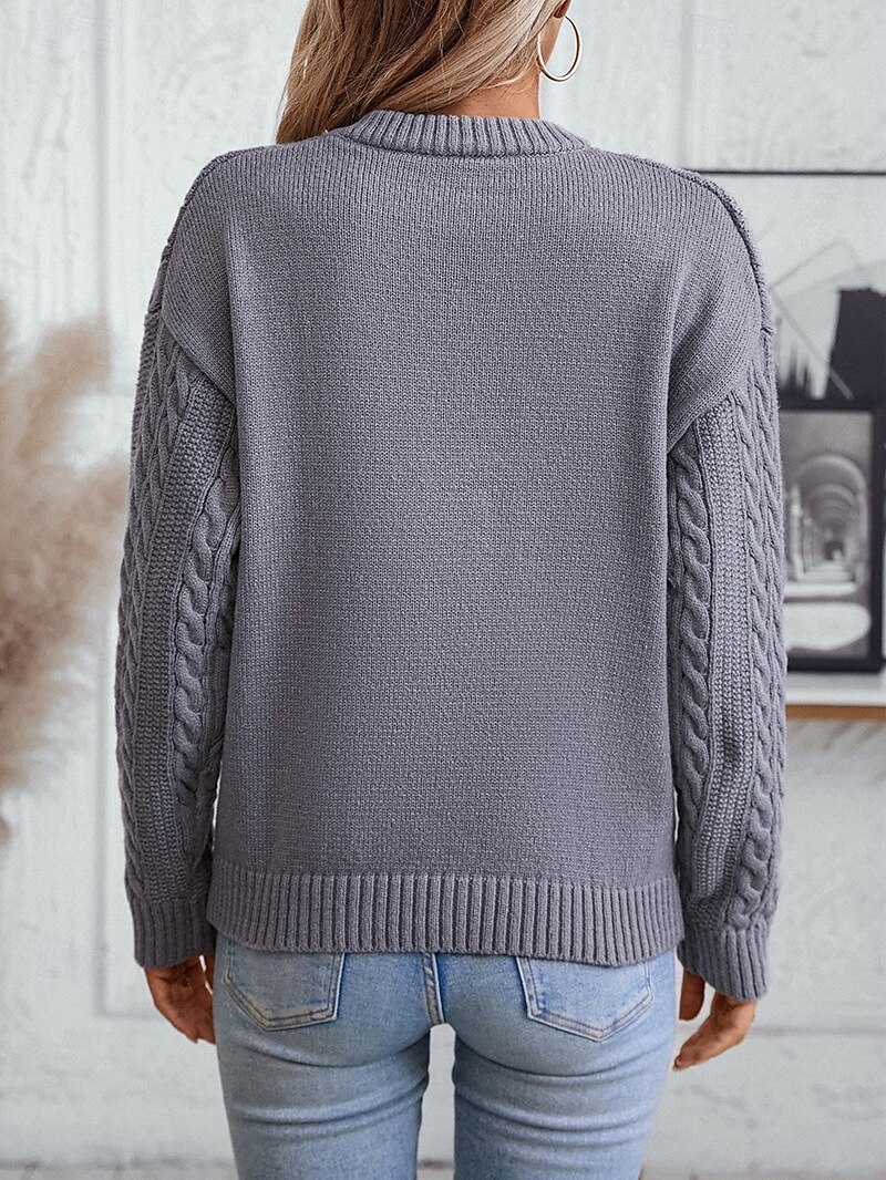 Per donna Felpa Giornaliero Da ufficio Essenziale Tinta unica Cavi Girocollo Testurizzato Manica lunga Top regolari Maglia Fine settimana Nero Beige Autunno Inverno del 2025 a $52.99 –P3